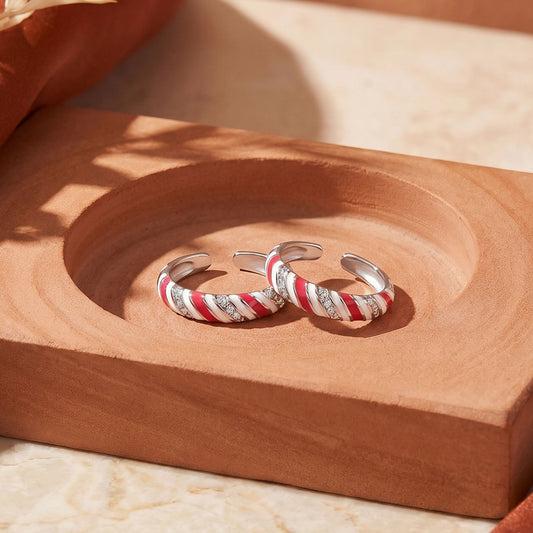 Candy Swirl Silver Toe Ring