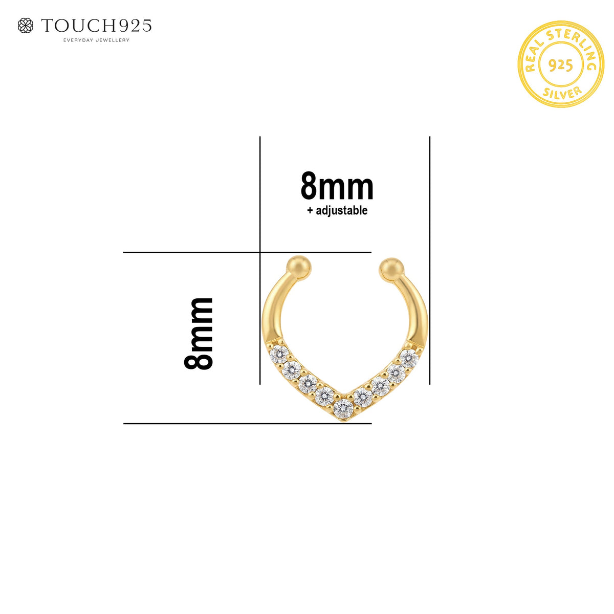 Chevron CZ Septum Nose Ring