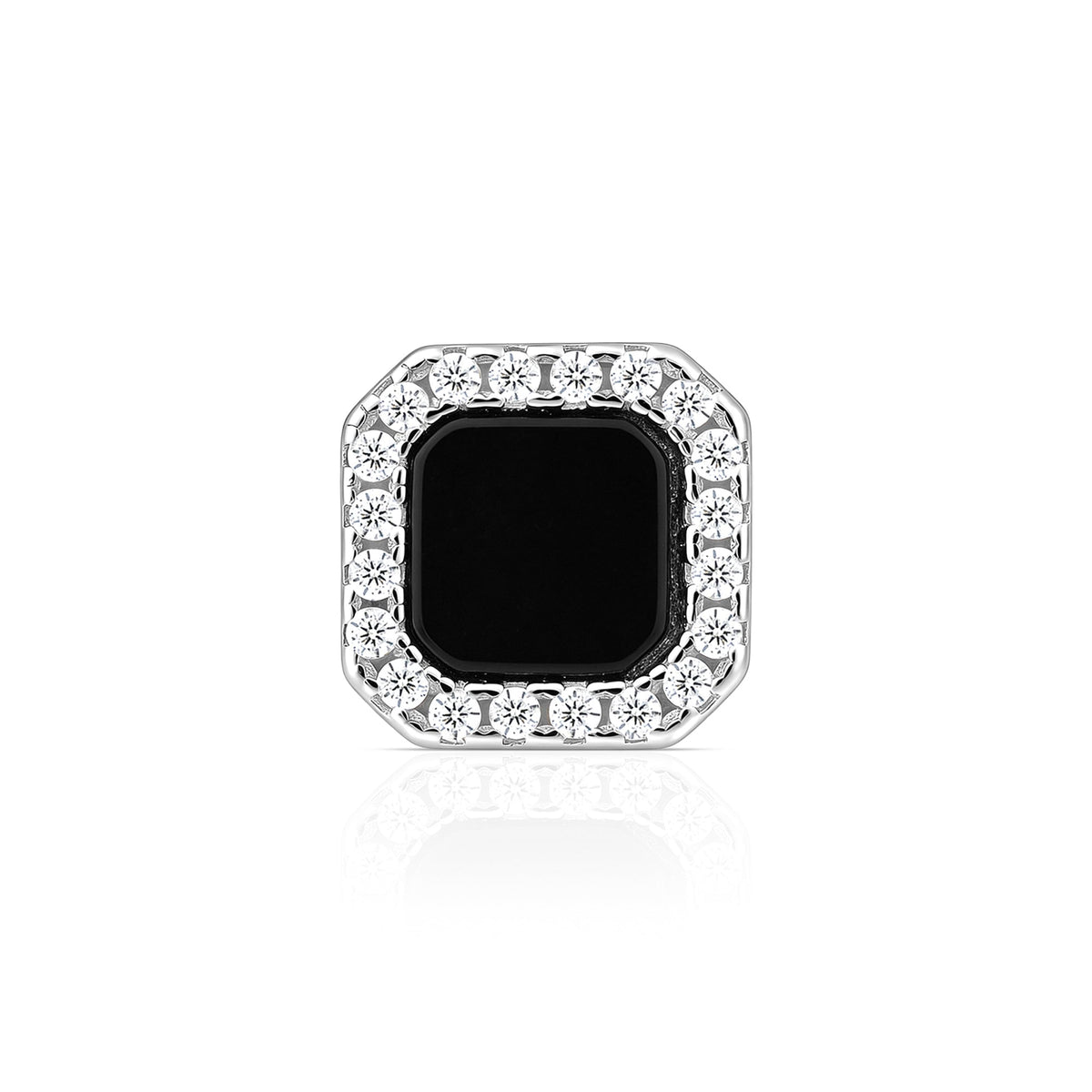 Rectangular Onyx Halo Stud
