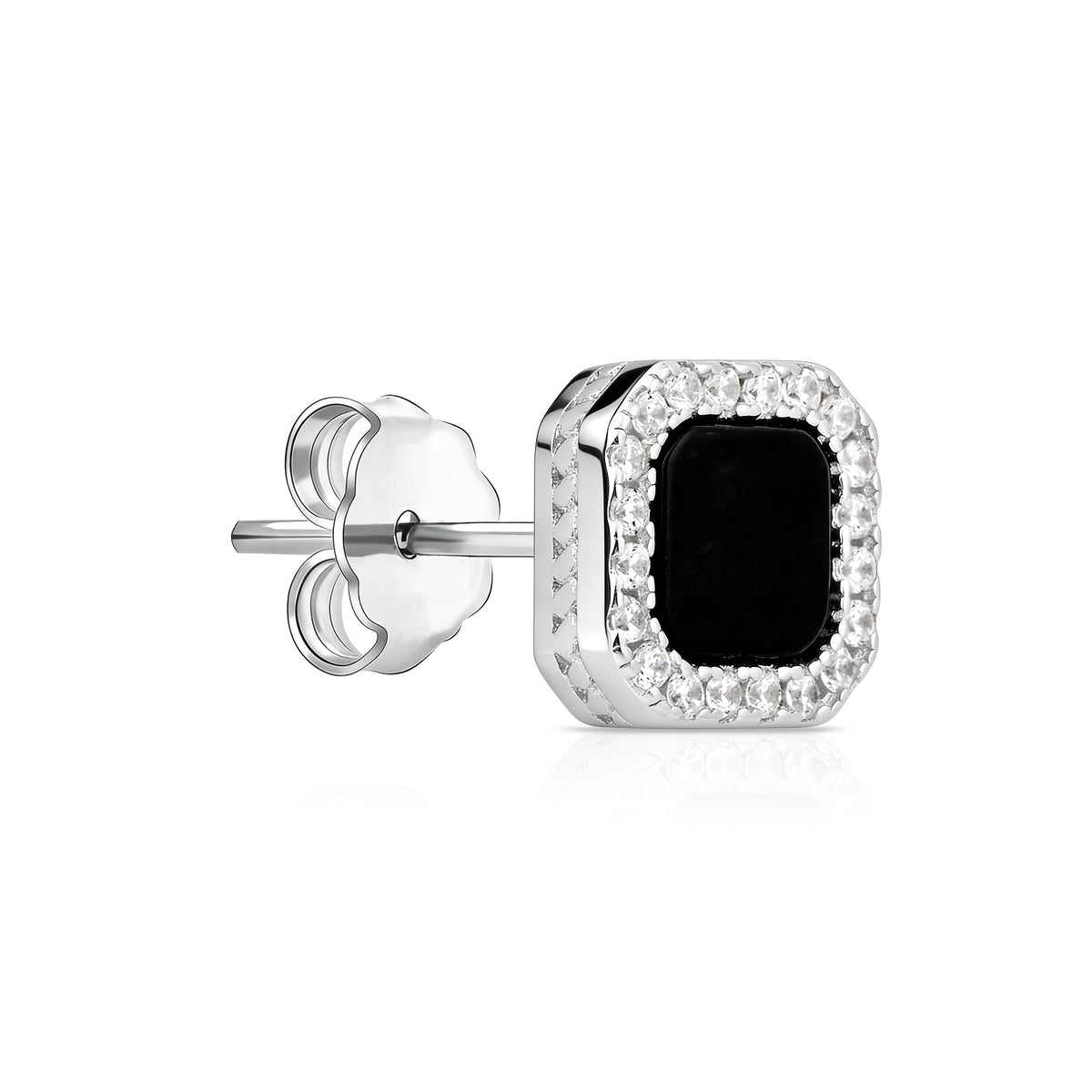 Rectangular Onyx Halo Stud