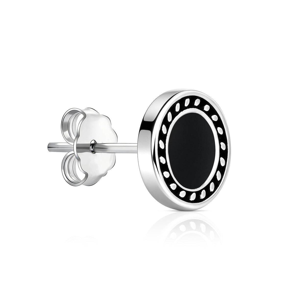 Circular Onyx Enamel Stud