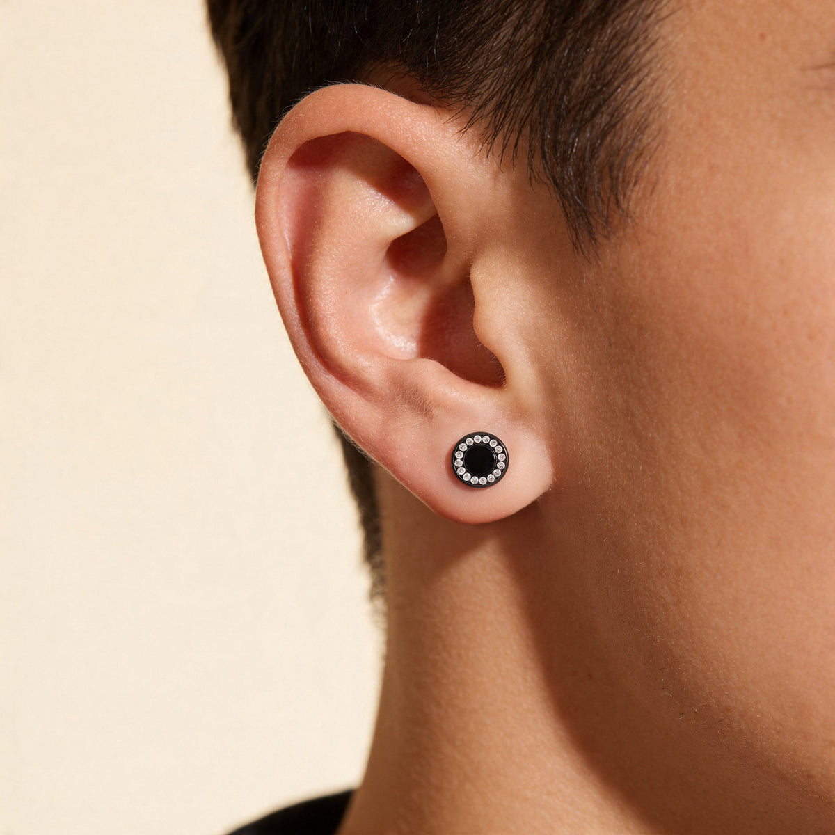 Black Halo Circular Stud